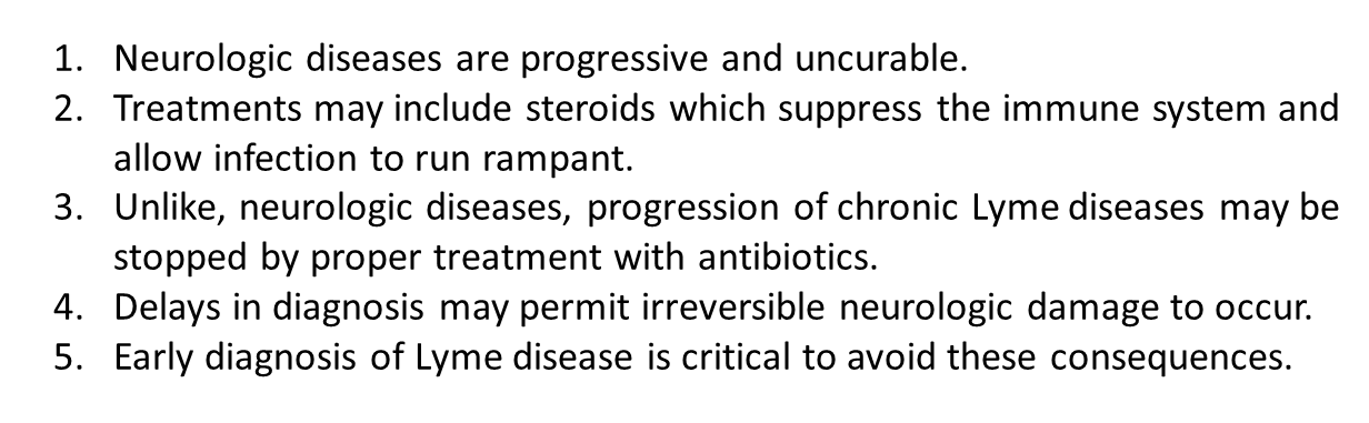 early dx of Lyme important with neurological cases 1